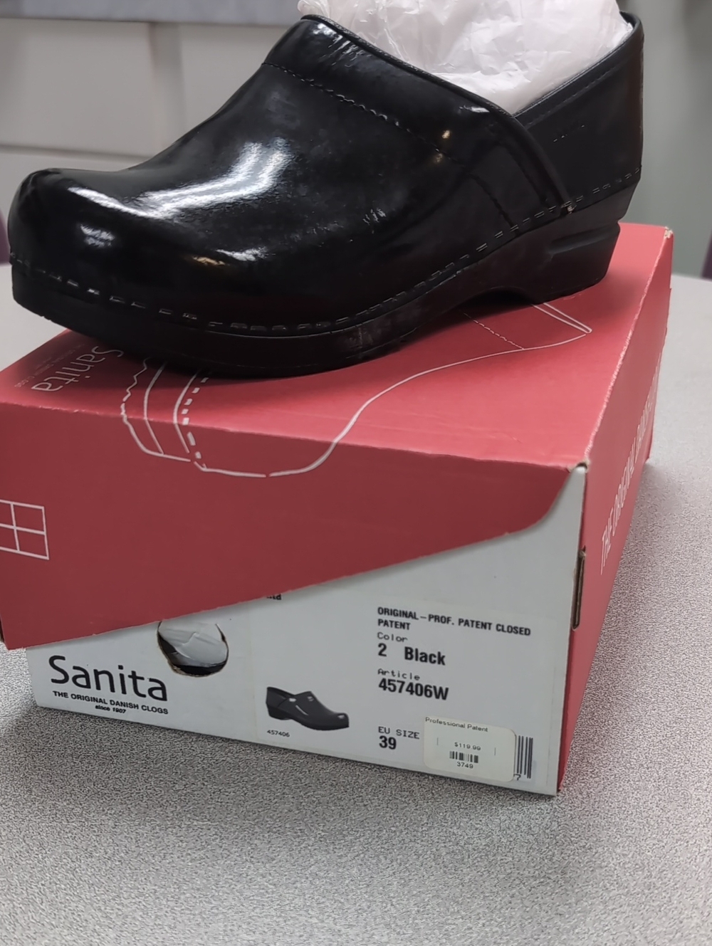 Sanita Black Slip-On Leather Clog